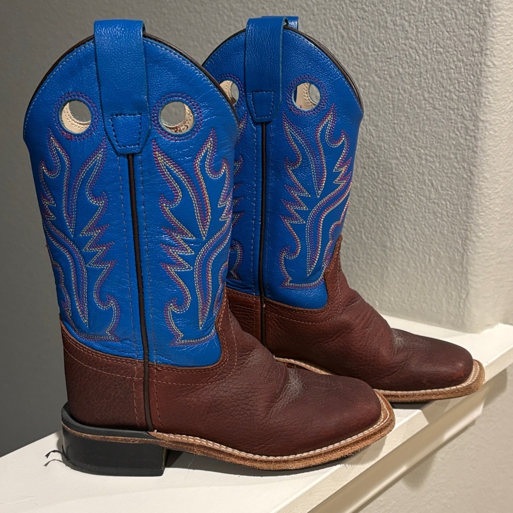 Old West Blue and Brown Western Boots